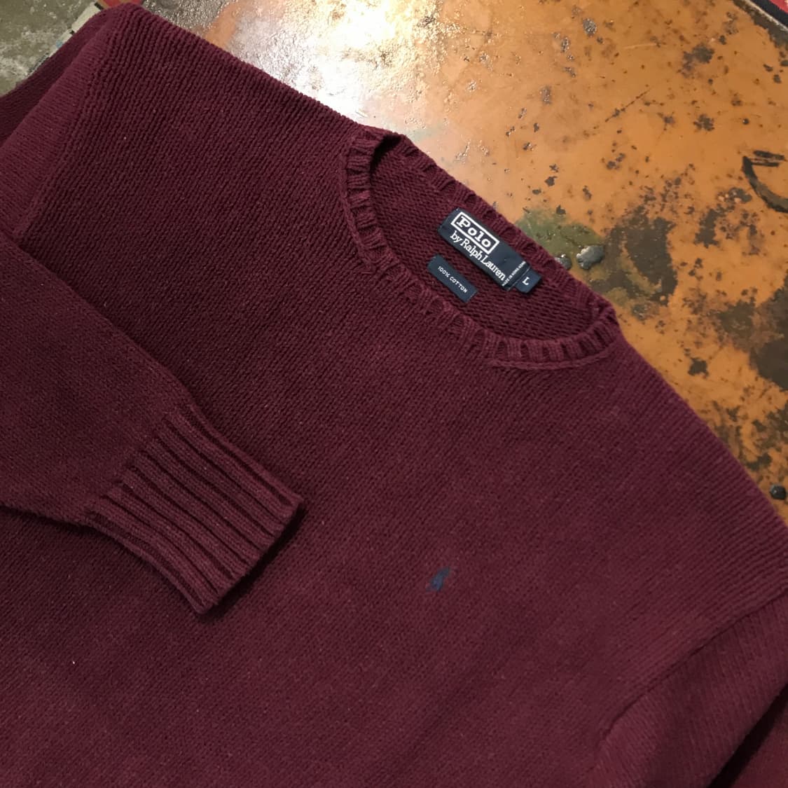 폴로랄프로렌 버건디 코튼 니트 남성 115 빅사이드  상품이미지3