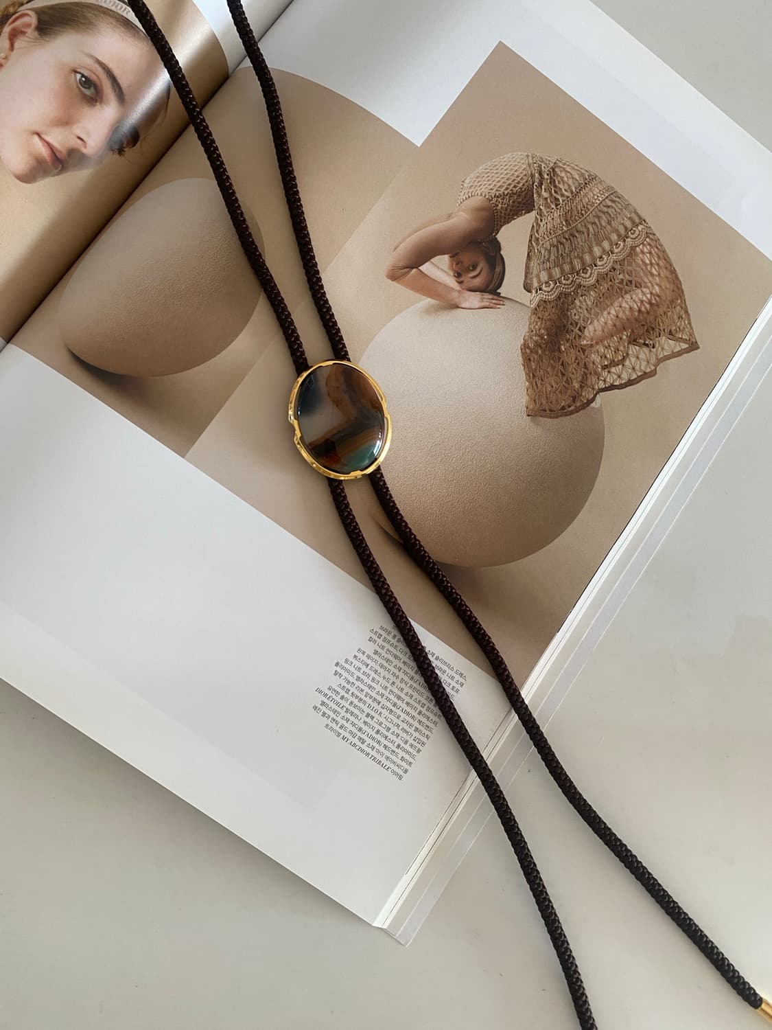 빈티지 아게이트 볼로타이 목걸이 상품이미지2