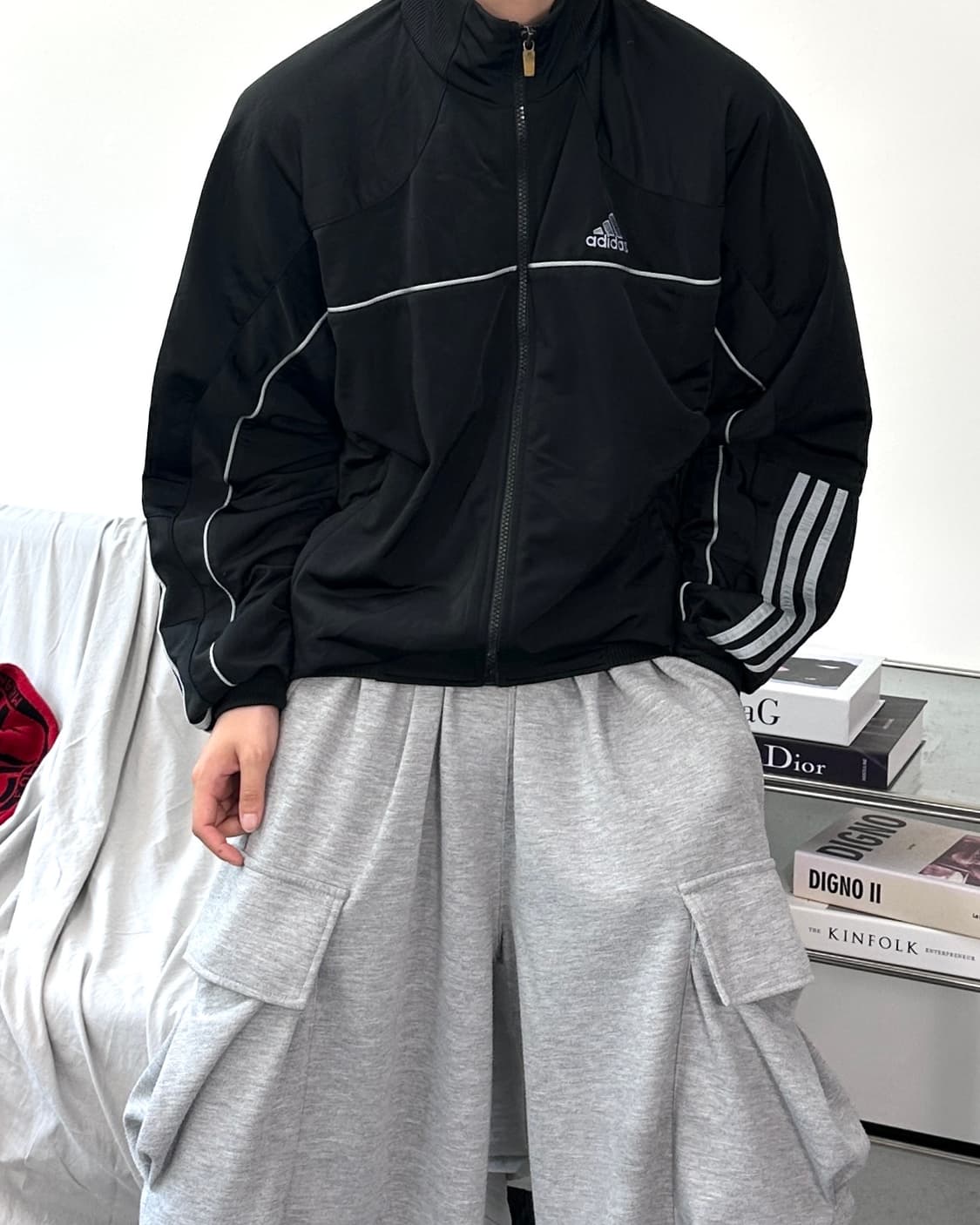 아디다스 00s 스카이블루 파이핑 트랙탑 져지 M 상품이미지2