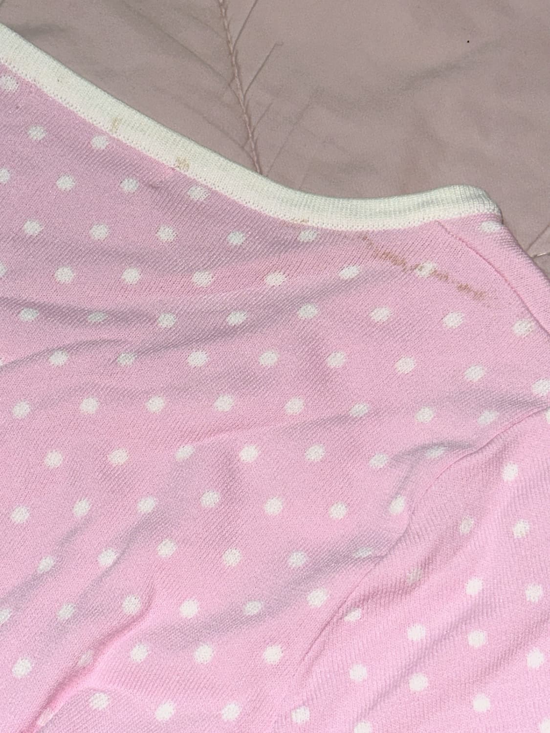 일본빈티지 히메갸루 양산형 도트 핑크 반팔티셔츠 상품이미지3