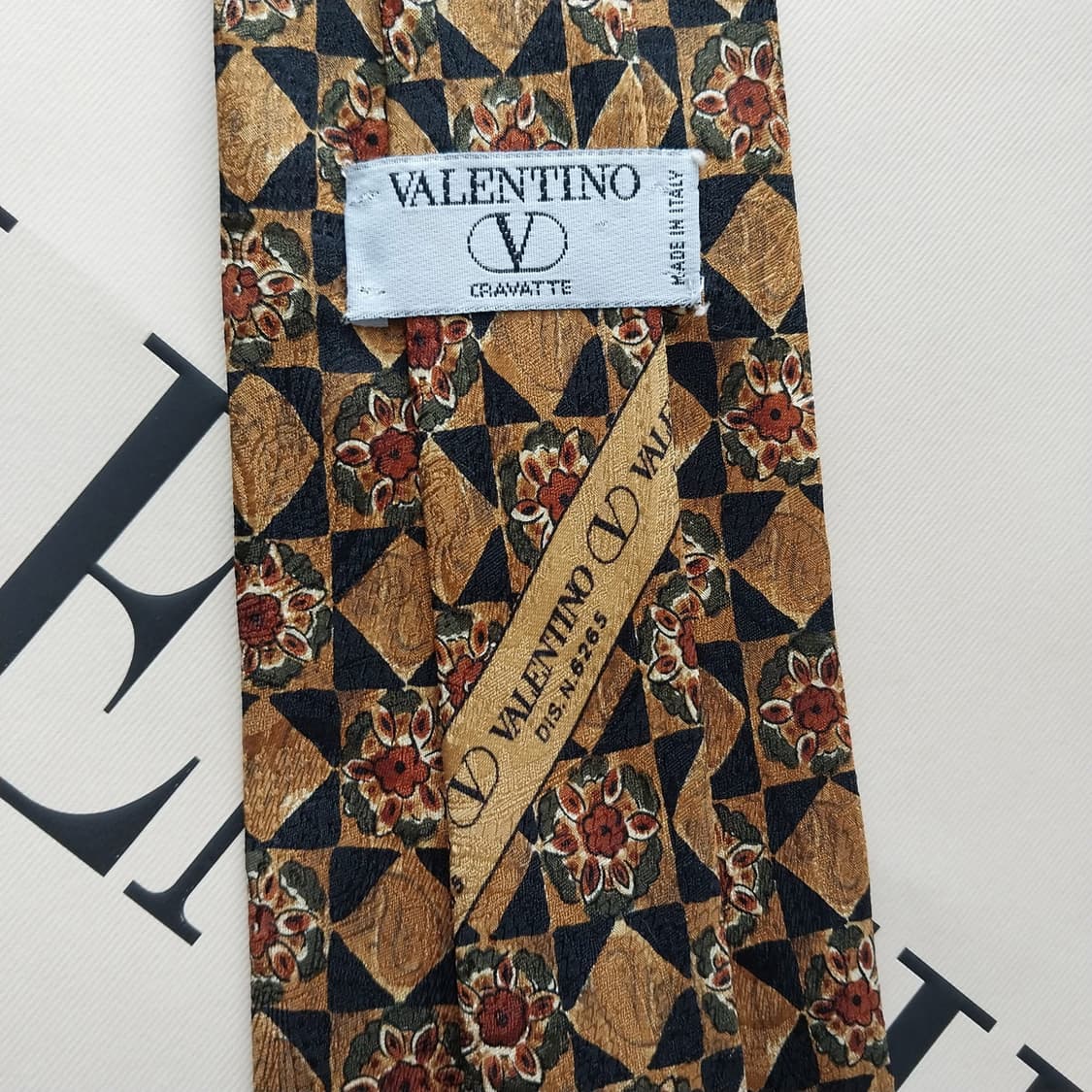 발렌티노 브라운 플라워 패턴 넥타이 9.5cm S~A+등급 K2518 상품이미지9