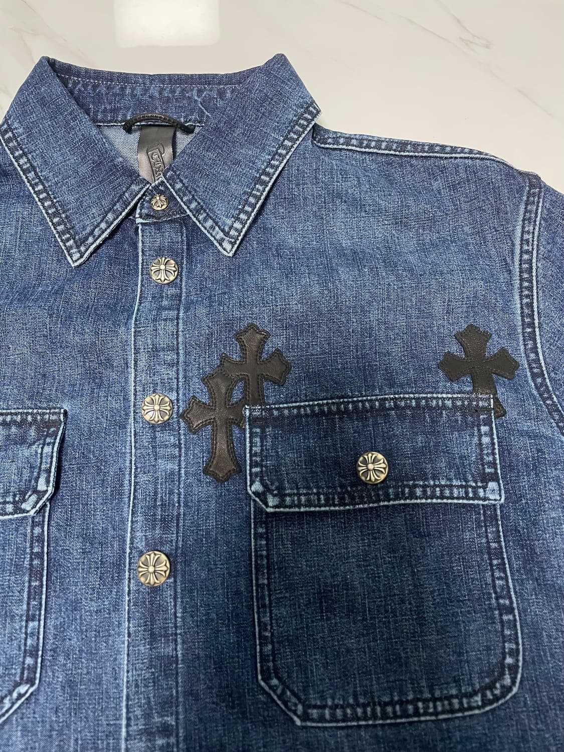 새상품 신형 1of1 크롬하츠 레더패치 데님 워크독 자켓 L 영수증O 상품이미지2