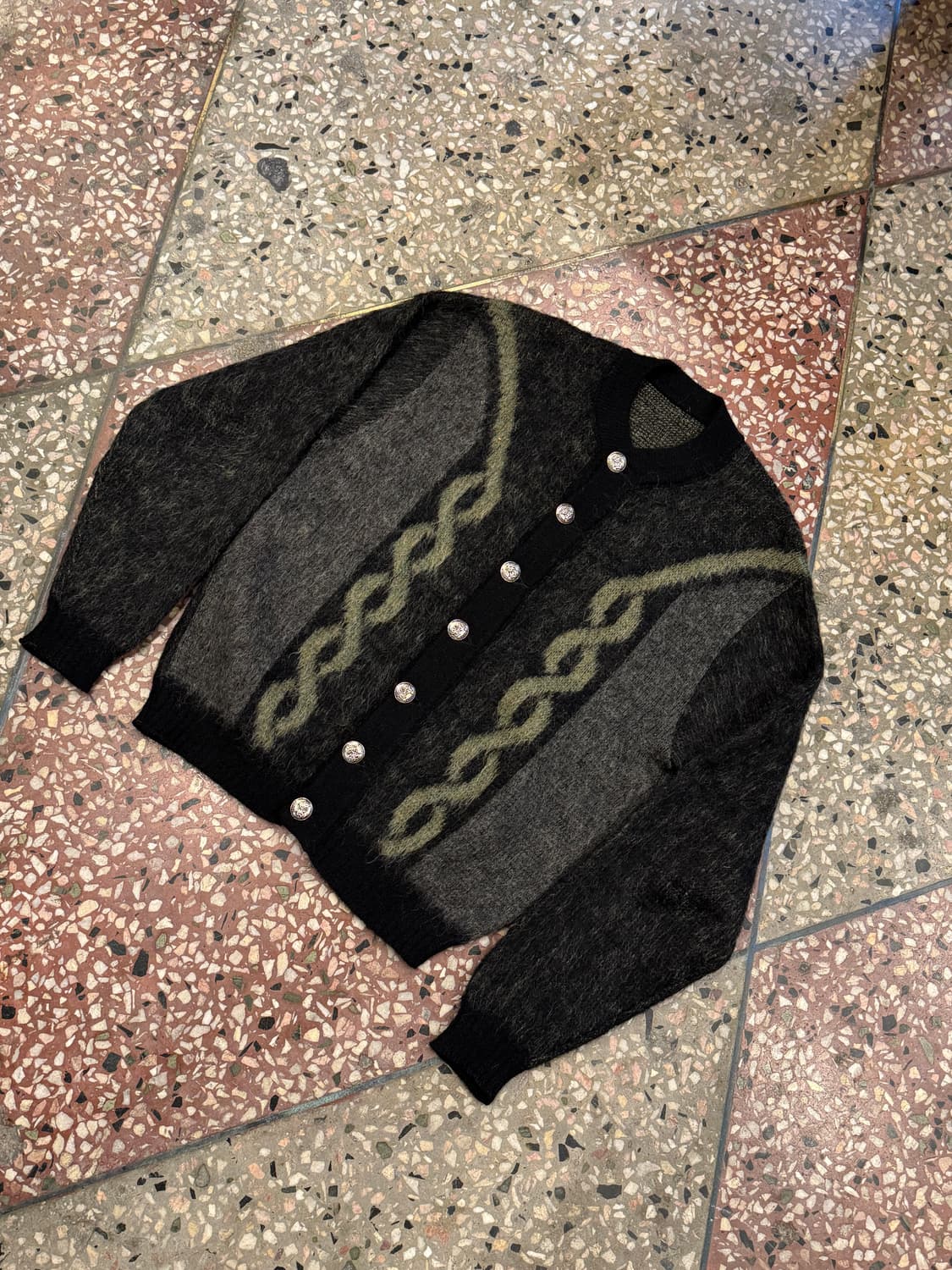 60s 블랙 모헤어 가디건 (XL) 상품이미지2