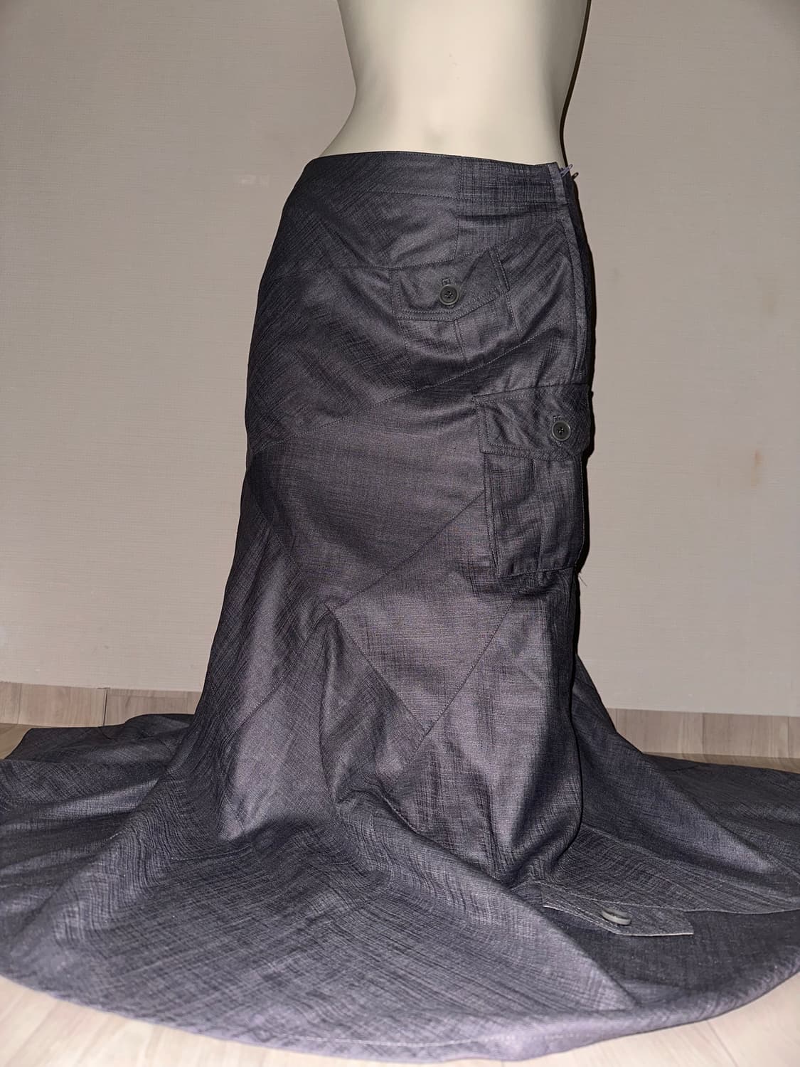 빈티지 포켓 롱 맥시 차콜 스커트 상품이미지8