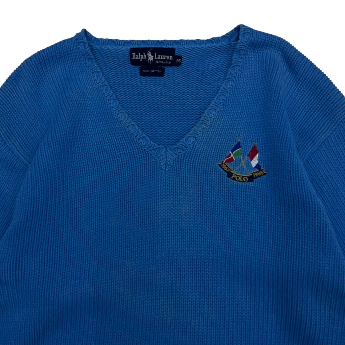 폴로 랄프로렌 90's 깃발로고 블루 브이 니트 95 상품이미지4