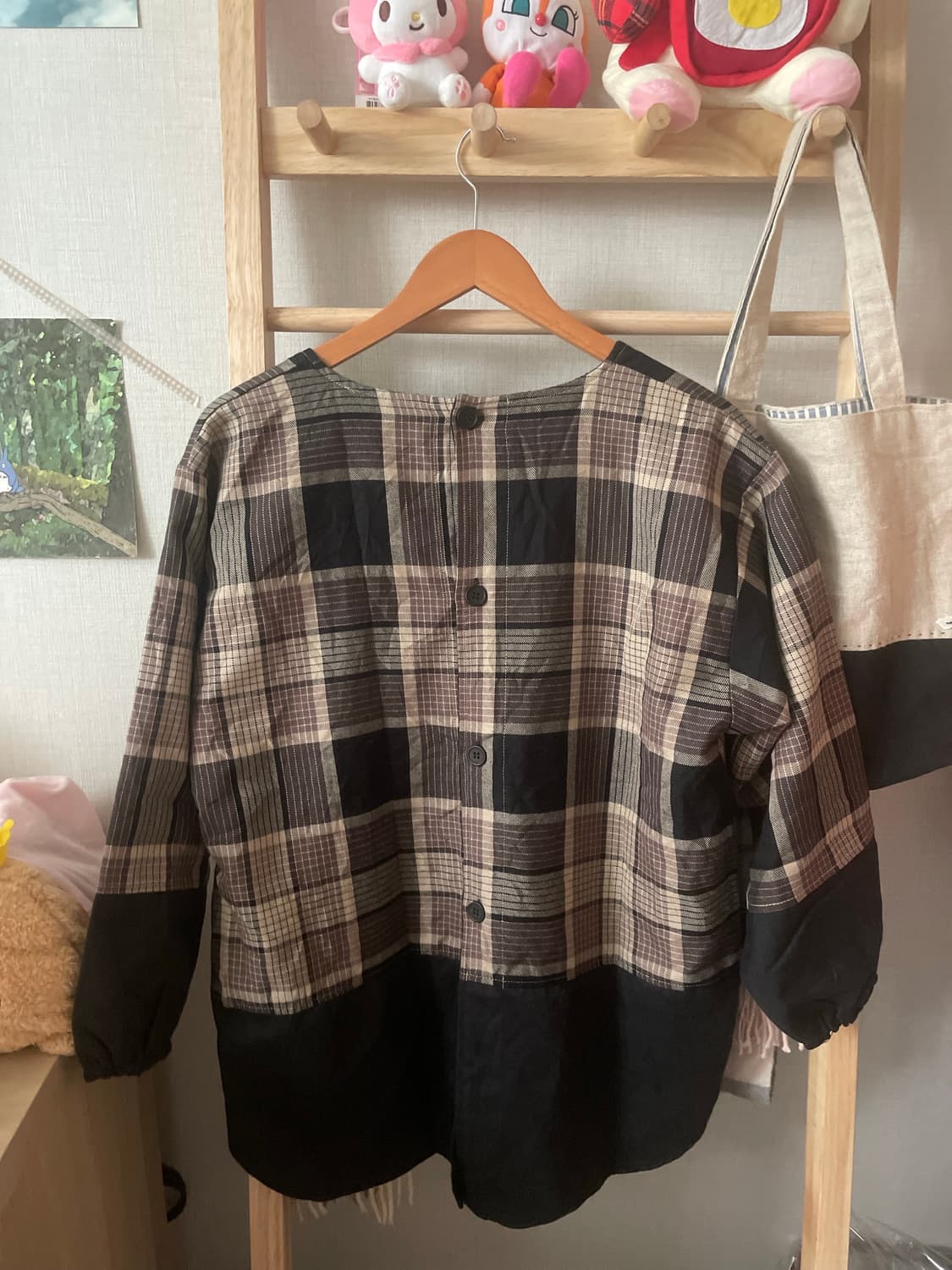 모리걸 빈티지 강아지 체크 블라우스 🤎🐶 상품이미지3