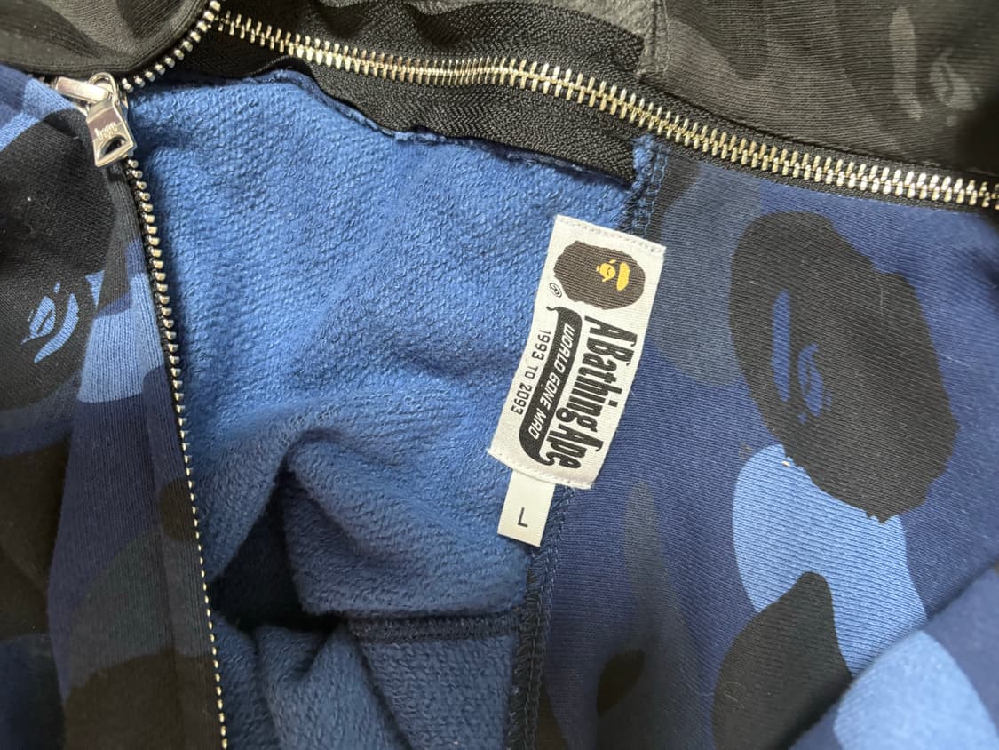 베이프 샤크 후드집업 블랙네이비 L사이즈 상품이미지4