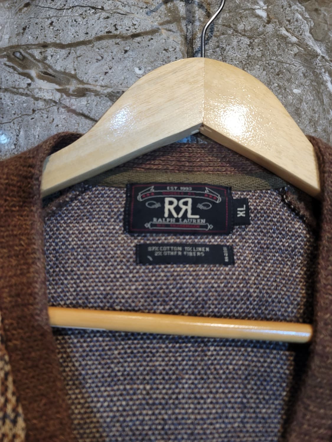 더블알엘 브라운 체크 니트집업 가디건 상품이미지5