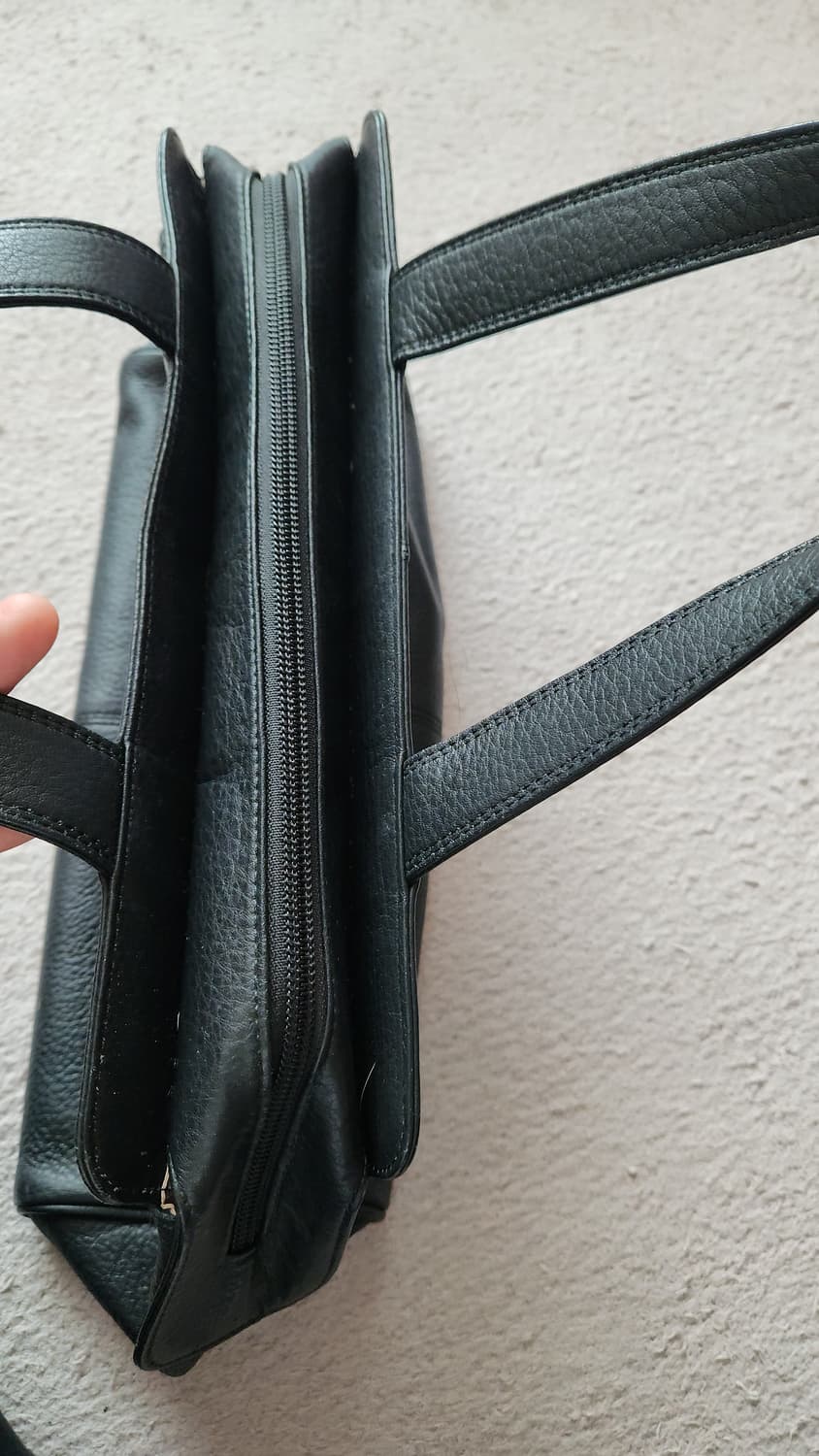 일본빈티지 아시야마티 블랙 가죽 토트백 상품이미지5