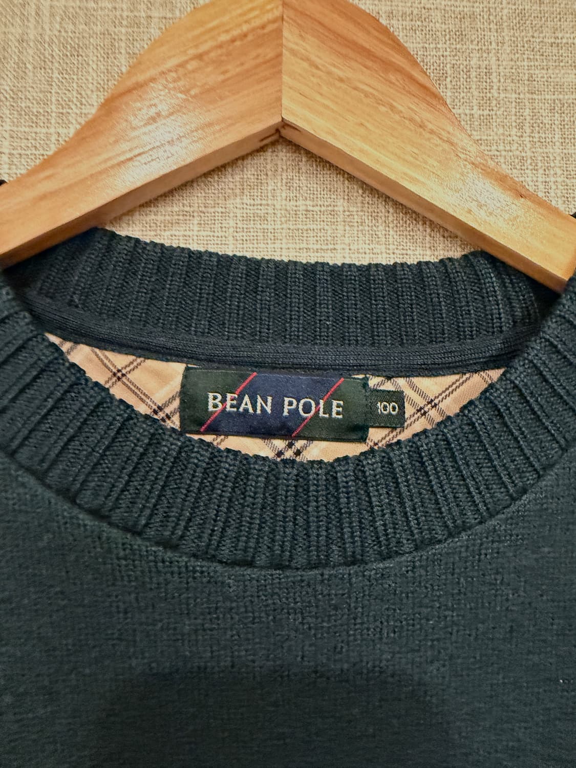 빈폴 00's 체크 빅로고 울니트 100 그린 상품이미지3