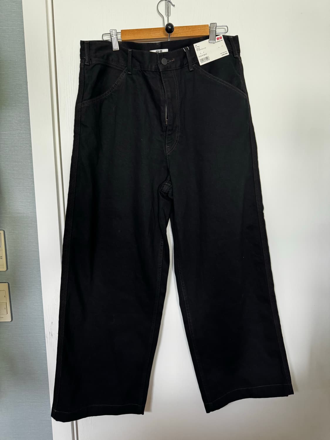 유니클로U 와이드핏컬러진 블랙35 사이즈 새상품 상품이미지1