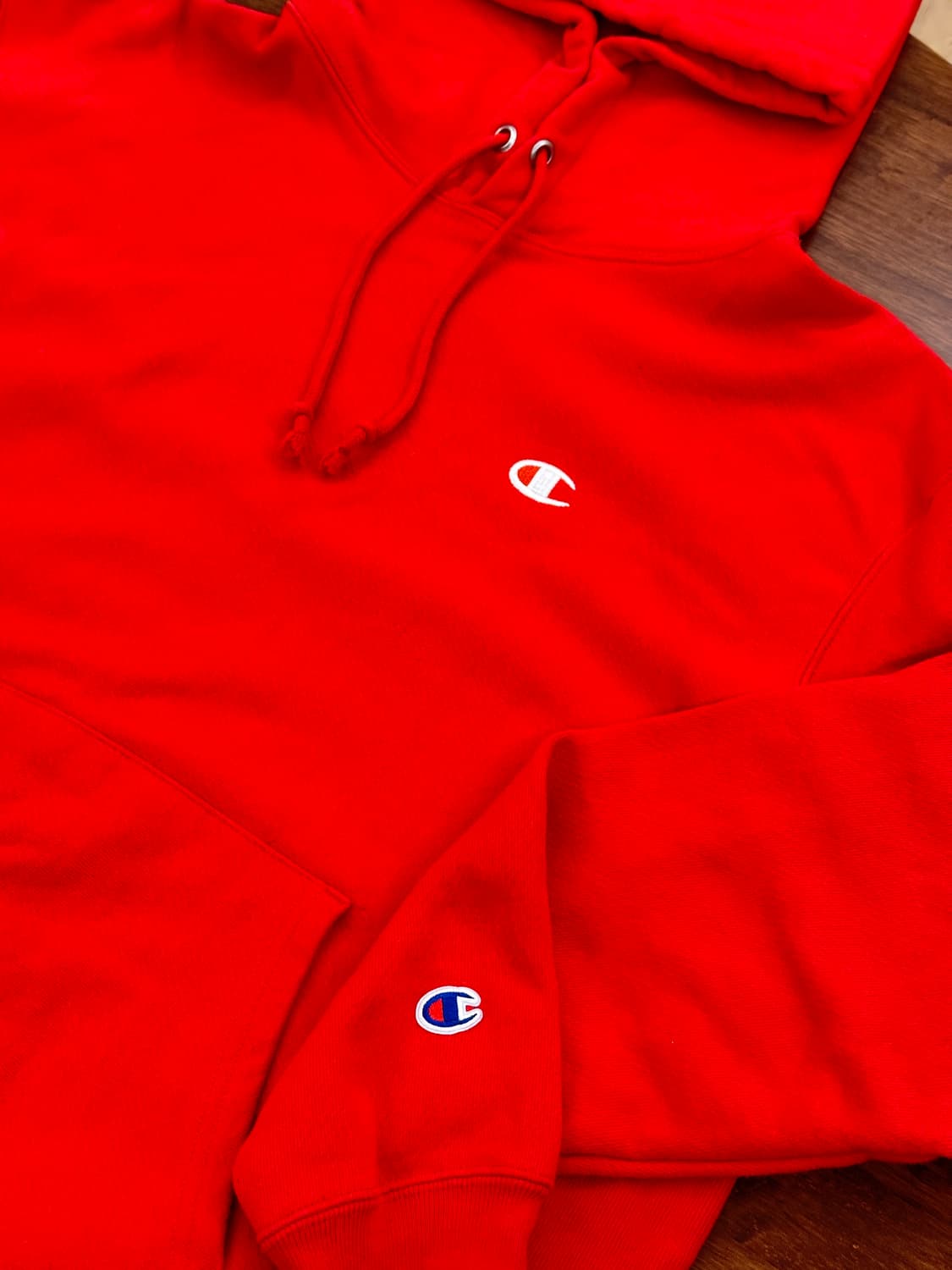 [1회착용] 챔피온 블루택 리버스위브 후드티 L 유니버시티레드 상품이미지1