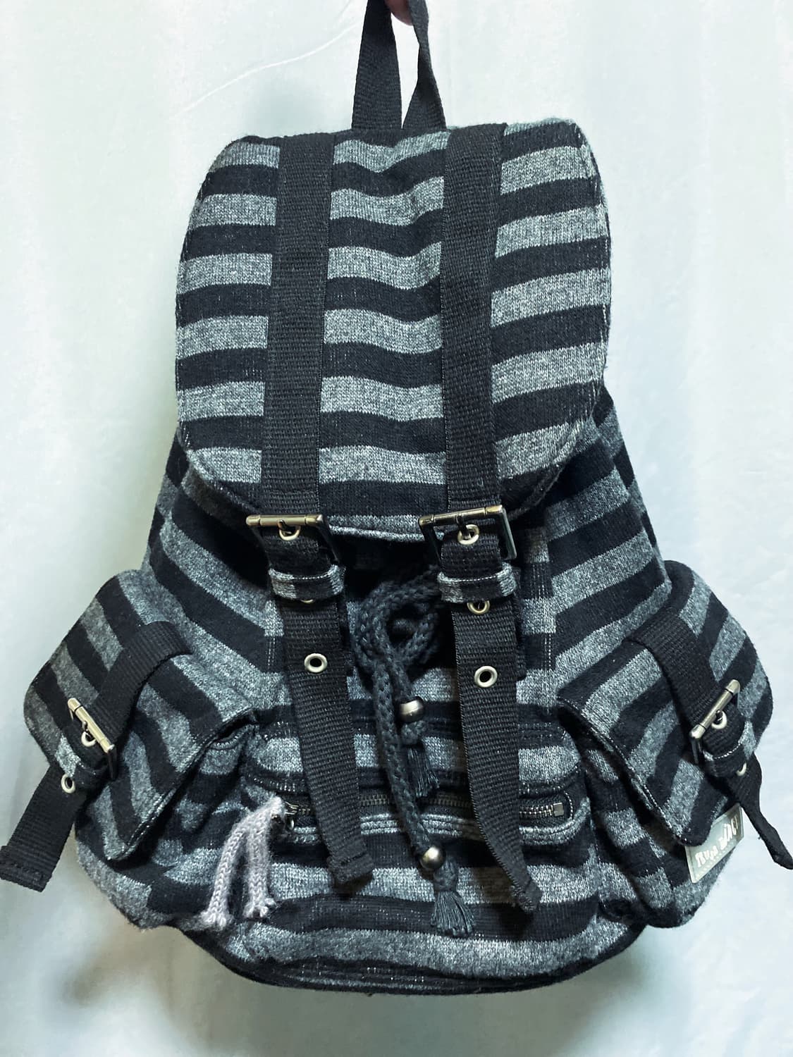 탠스댄스 백팩 Wool stripe backpack_black 판매 상품이미지2
