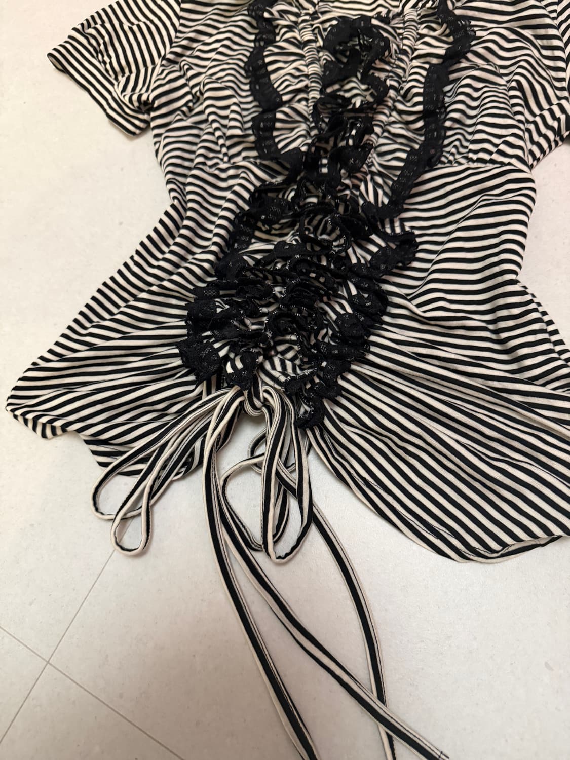 Vintage stripe frill top 상품이미지4