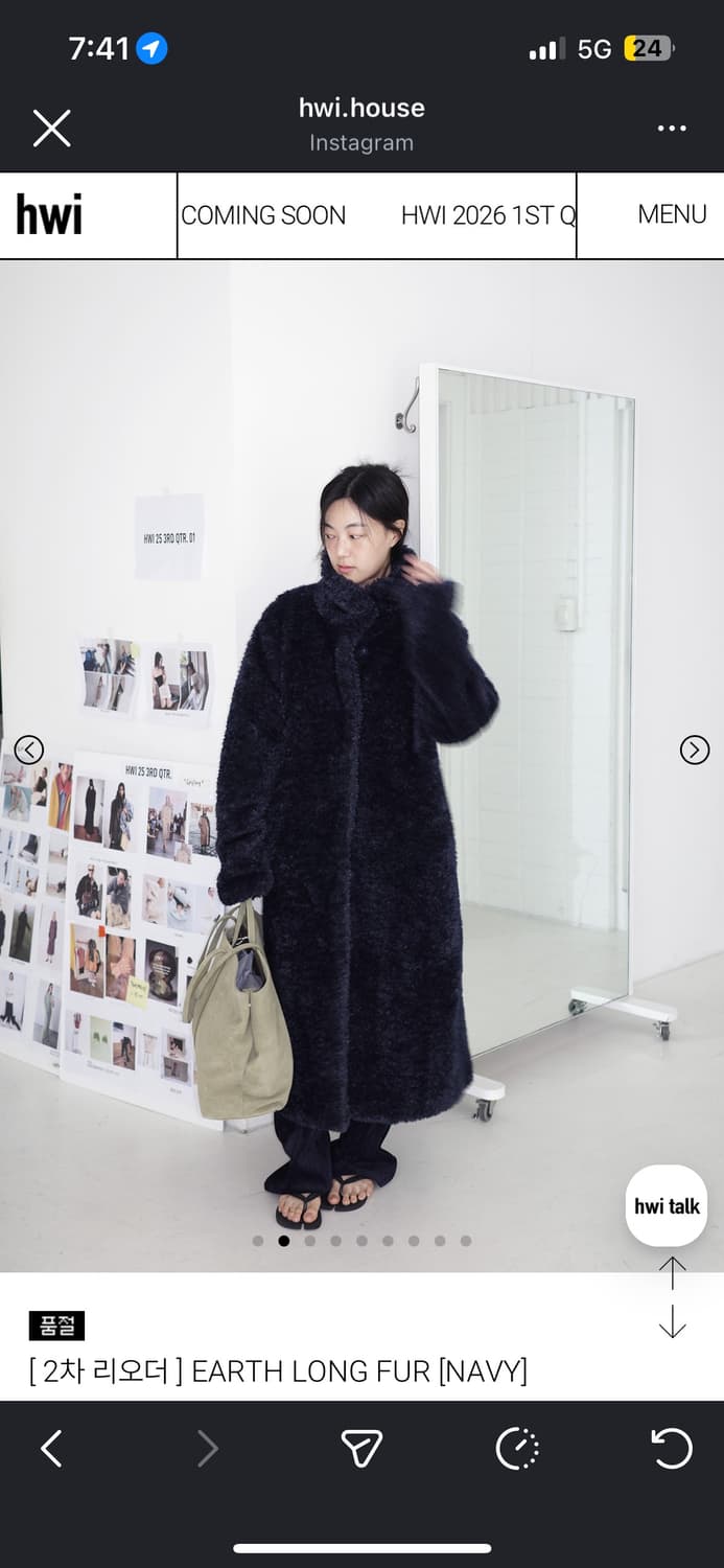 hwi 휘 earth long fur navy 상품이미지1
