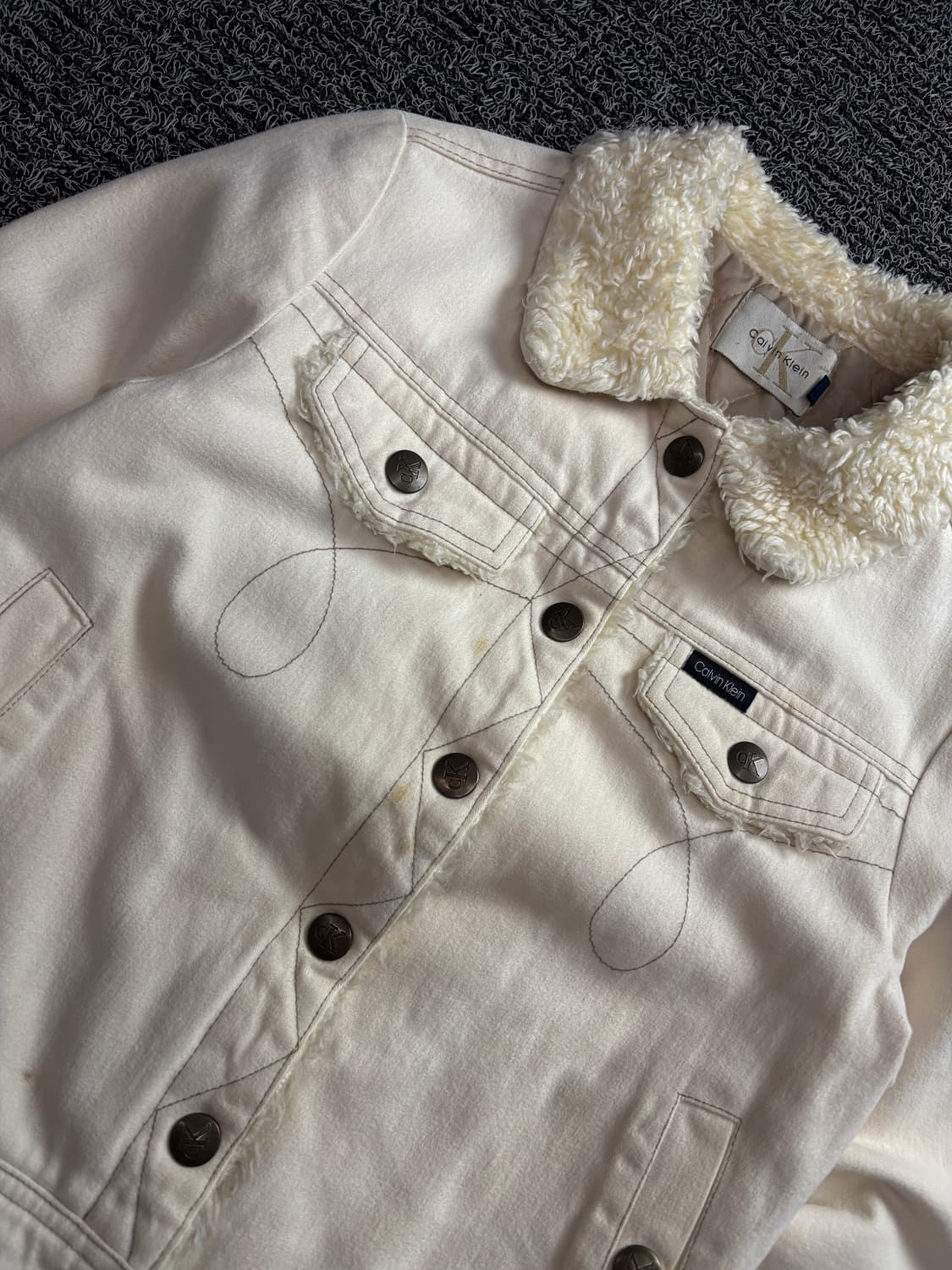 00s 캘빈 클라인 올드스쿨 쉐르파 트러커 데님 자켓 3853 상품이미지3