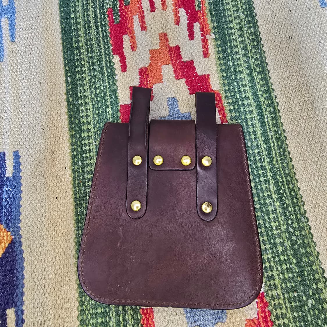 Japan vintage 카우레더 메디신백 벨트루프 파우치 상품이미지3