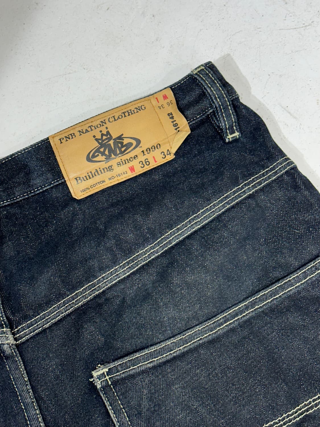 90s 빈티지 진청 힙합 올드스쿨 대대장 와이드 카펜터 데님 청바지 36 상품이미지6