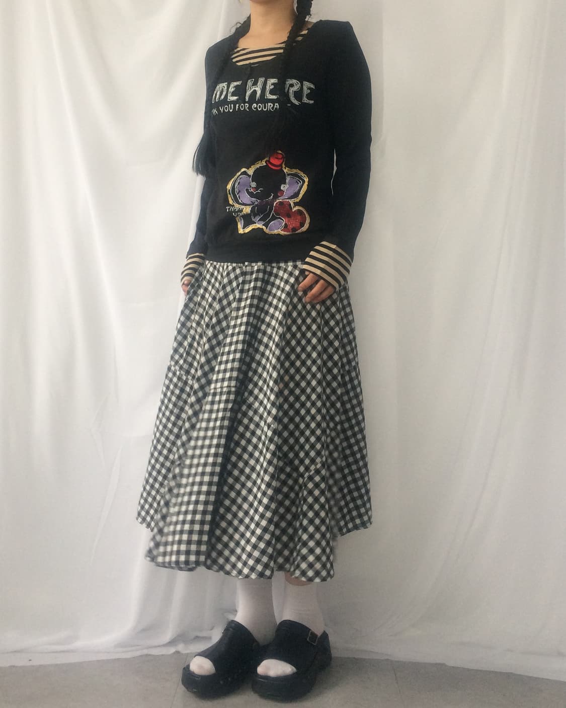 Check pattern unbalanced skirt 상품이미지7