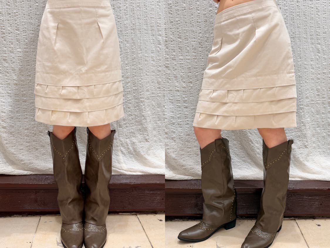 Cloud White Tiered Midi Skirt 상품이미지5