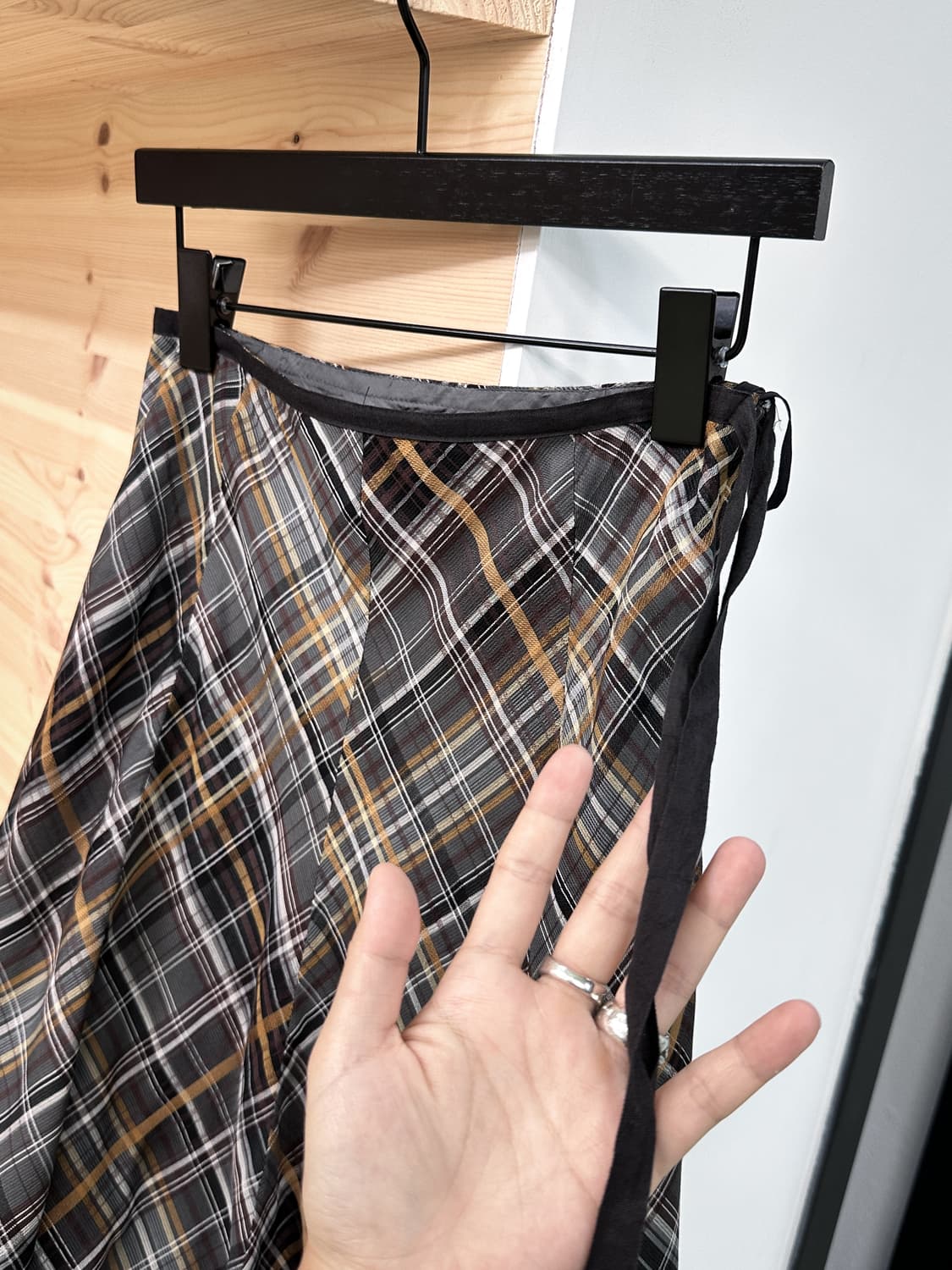 fall check flare midi skirt 상품이미지5