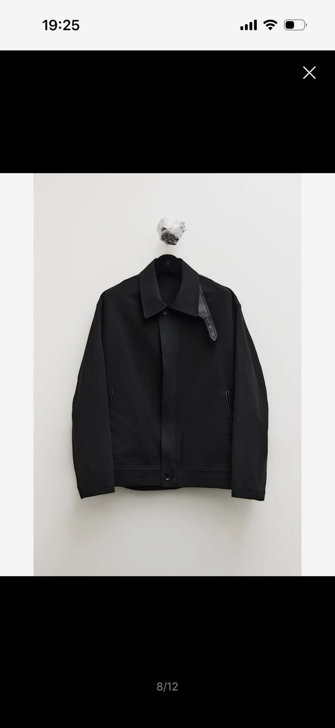 Leather Trim Cotton Jacket - Black 상품이미지2