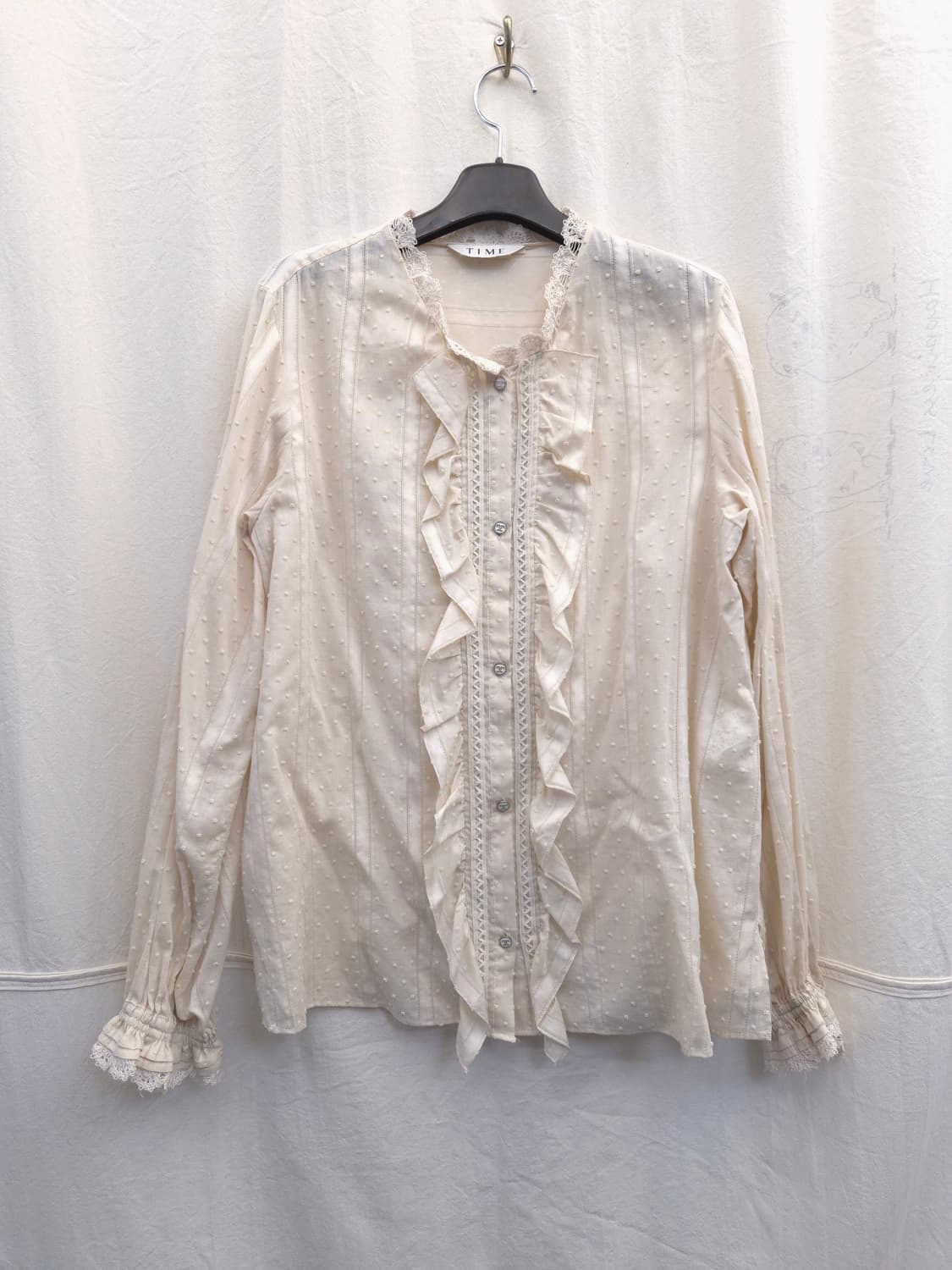 TIME 타임 아이보리 프릴 블라우스 상품이미지1