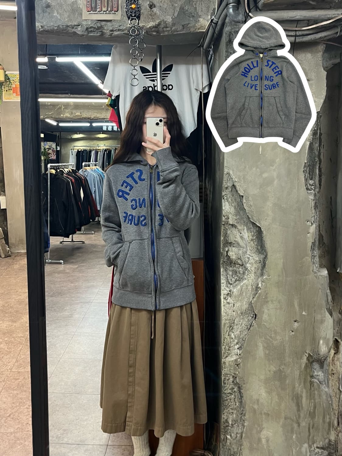 홀리스터 후드집업 그레이 M #csz2489 상품이미지1