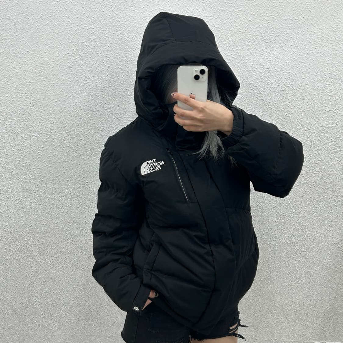 노스페이스 사이드포켓 후드 패딩 L 상품이미지3