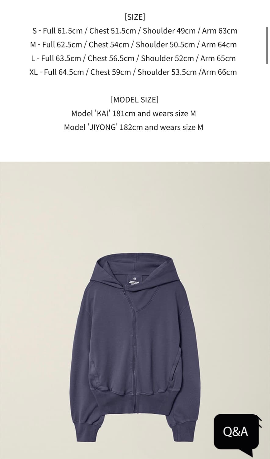 ÉÉ 커브드 후드집업 차콜[M사이즈] 상품이미지2