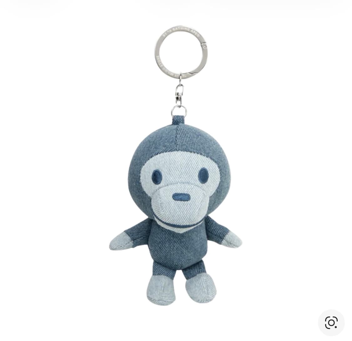 베이프 베이비 마일로 플러시 데님 돌 키체인 라이트 인디고 상품이미지1
