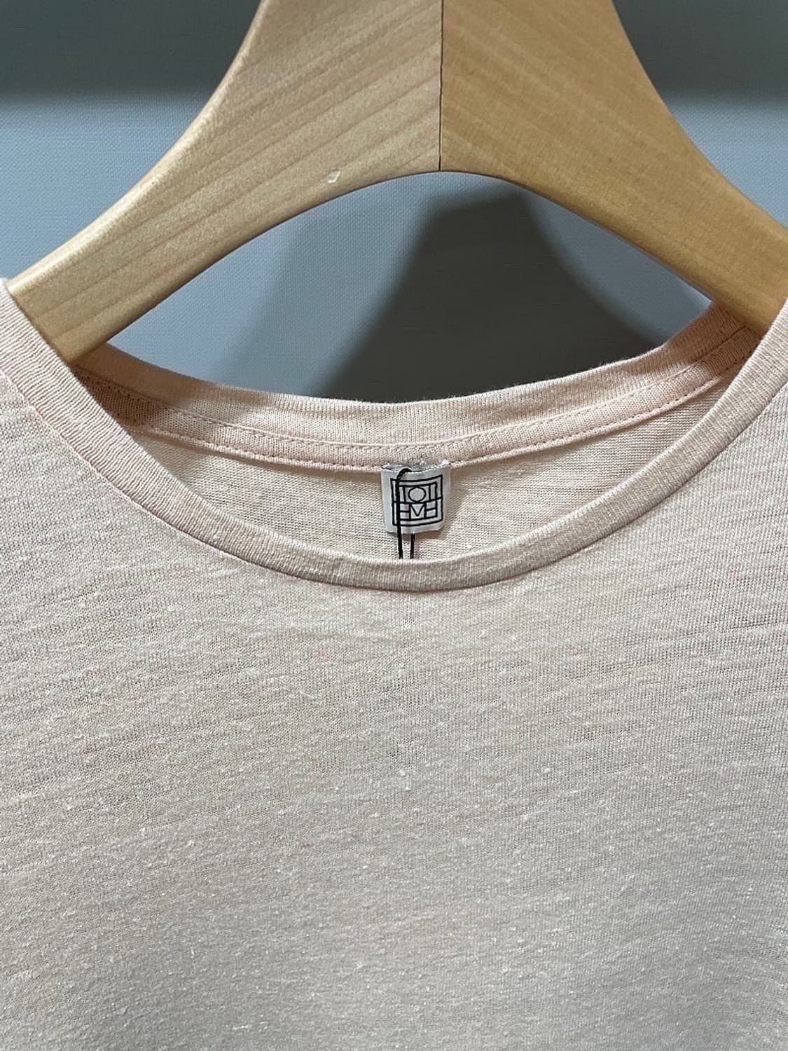 (정품/새상품) 토템 여성 핑크베이지 100% 린넨 라운드넥 기본 티셔츠 상품이미지3