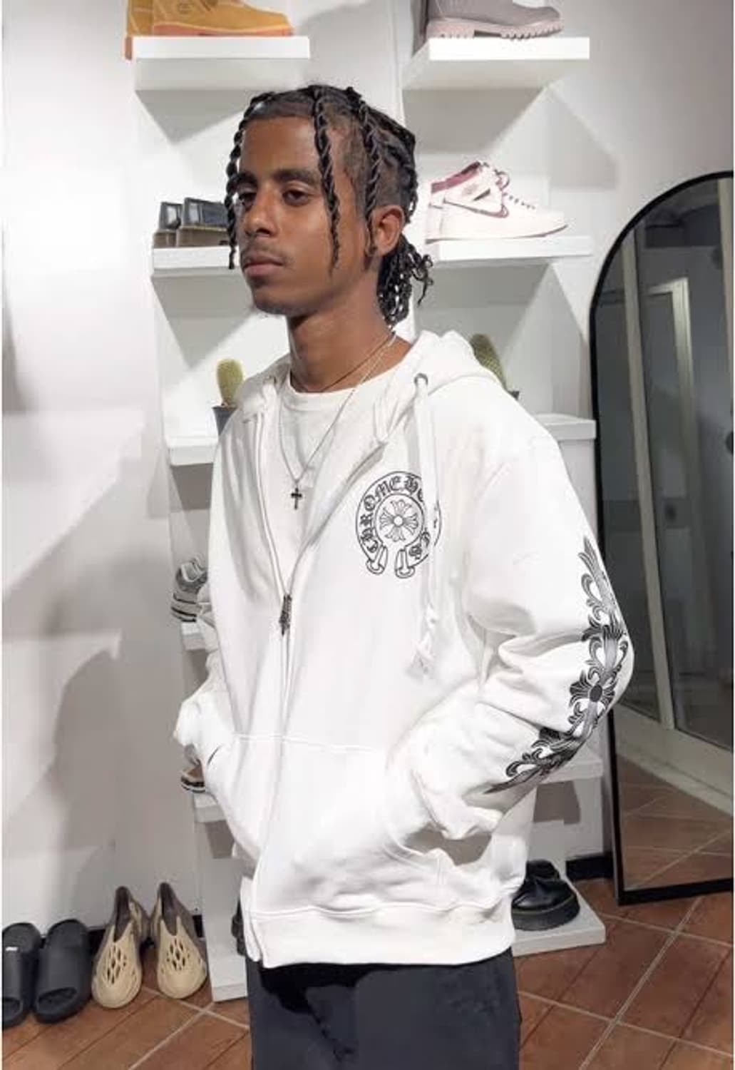 (L) 크롬하츠 홀스슈 후드집업 화이트 상품이미지1