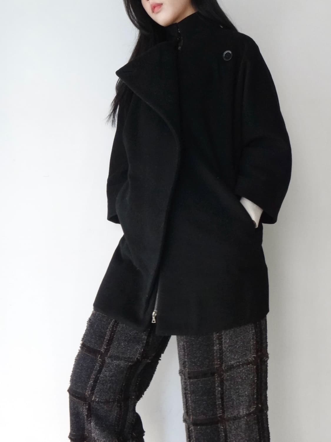 CALVIN KLEIN high neck mid coat / black 상품이미지7