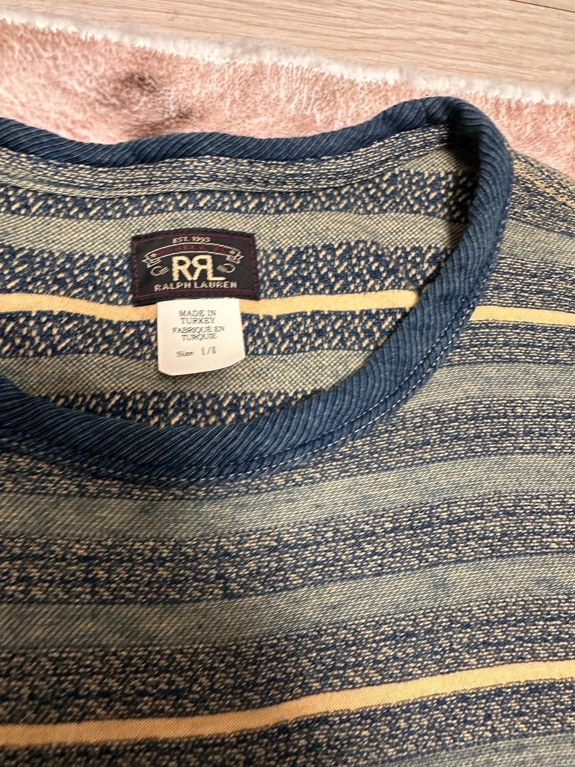 rrl 인디고 스트라이프 자카드 티셔츠 L 상품이미지2