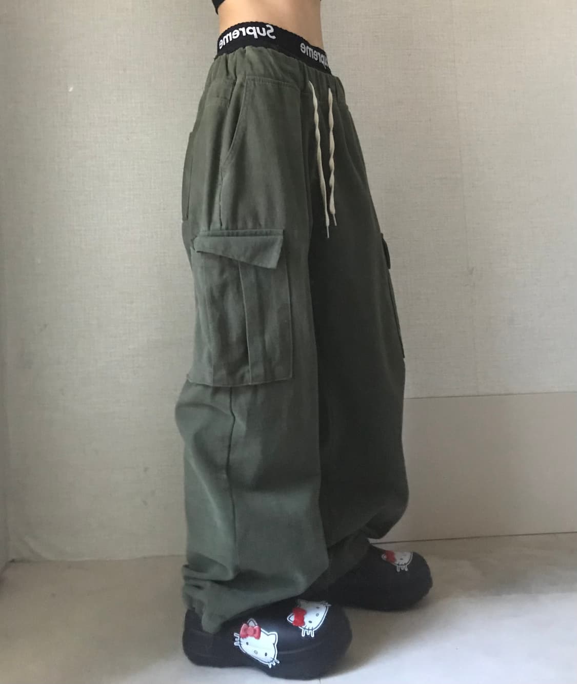 와이드핏 카키 카고팬츠 상품이미지2