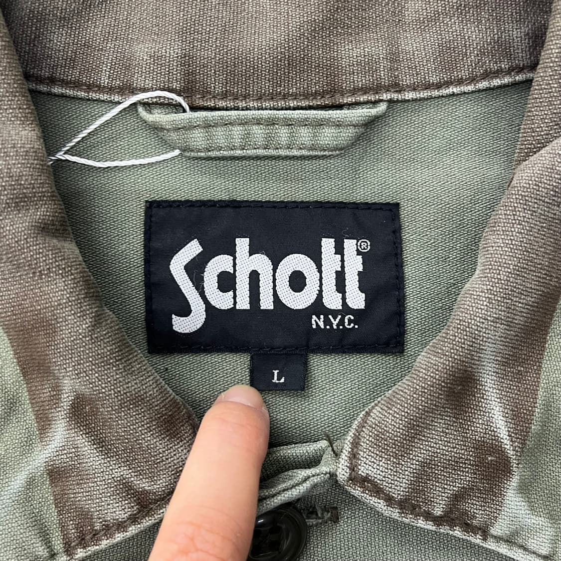 Schott 쇼트 카키 스트라이프 코튼 자켓 상품이미지5