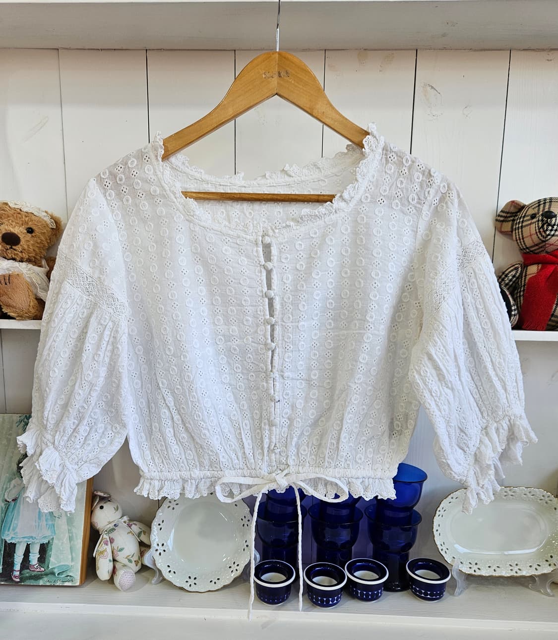 레이스 크롭 블라우스 상품이미지1