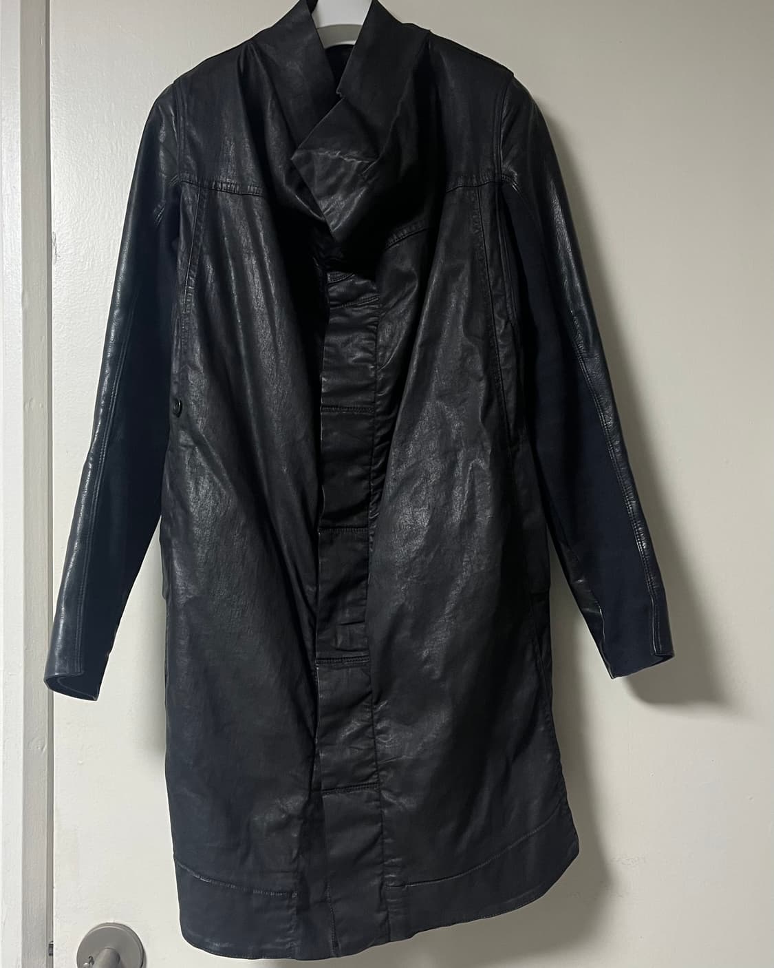 Rick Owens black waxed leather jacket 상품이미지2