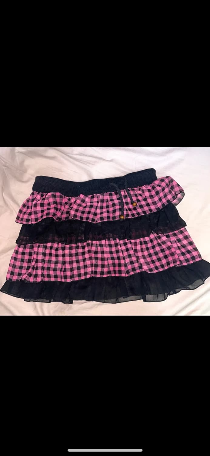 핑크블랙 핑검 케케체깔 히메갸루 체크 캉캉 스커트 일본 빈티지 상품이미지1