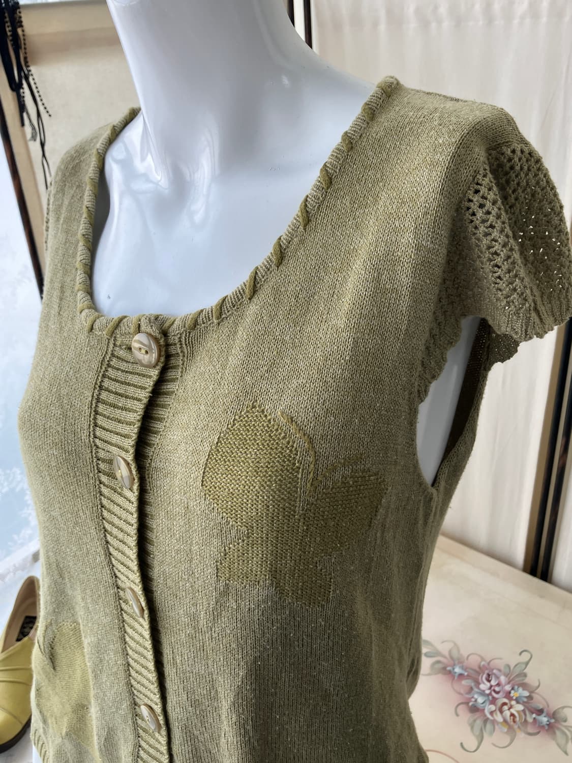 jpn vintage khaki knit blouse 상품이미지2