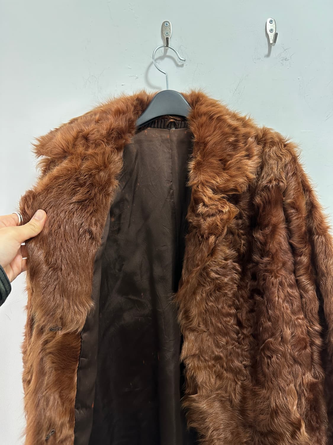 Brown curly fur jacket 상품이미지5