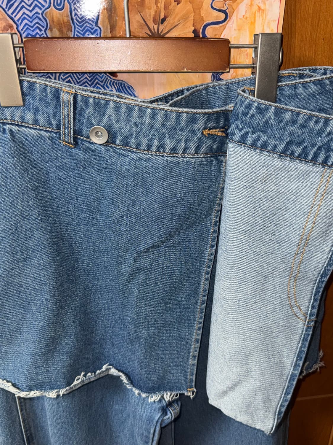 Ray beams layered skirt denim pants 상품이미지4