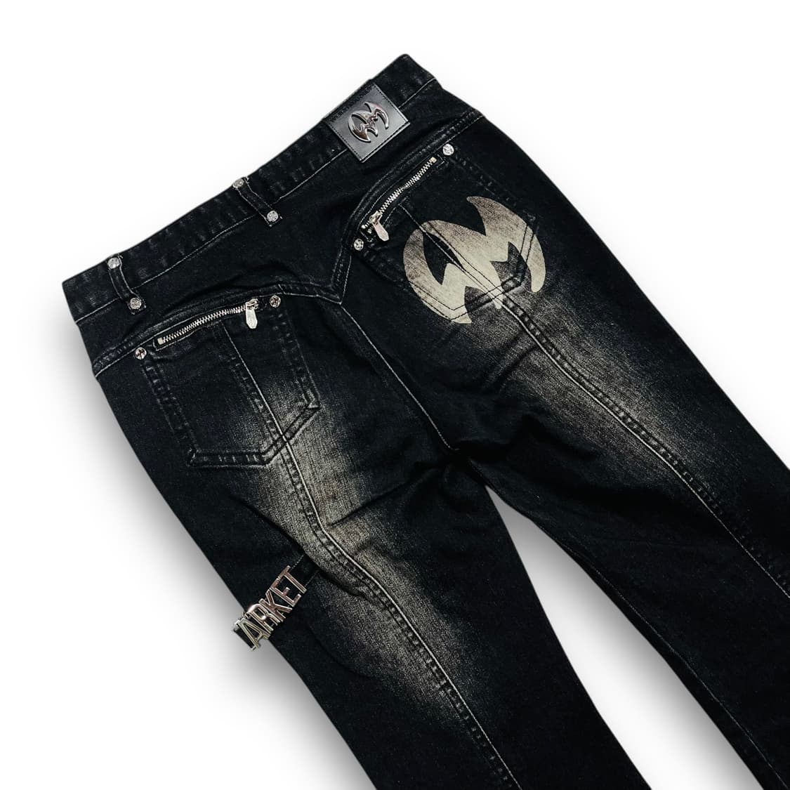 위어드 마켓 시그니처 로고 흑청 웨스턴 부츠컷 팬츠 상품이미지2