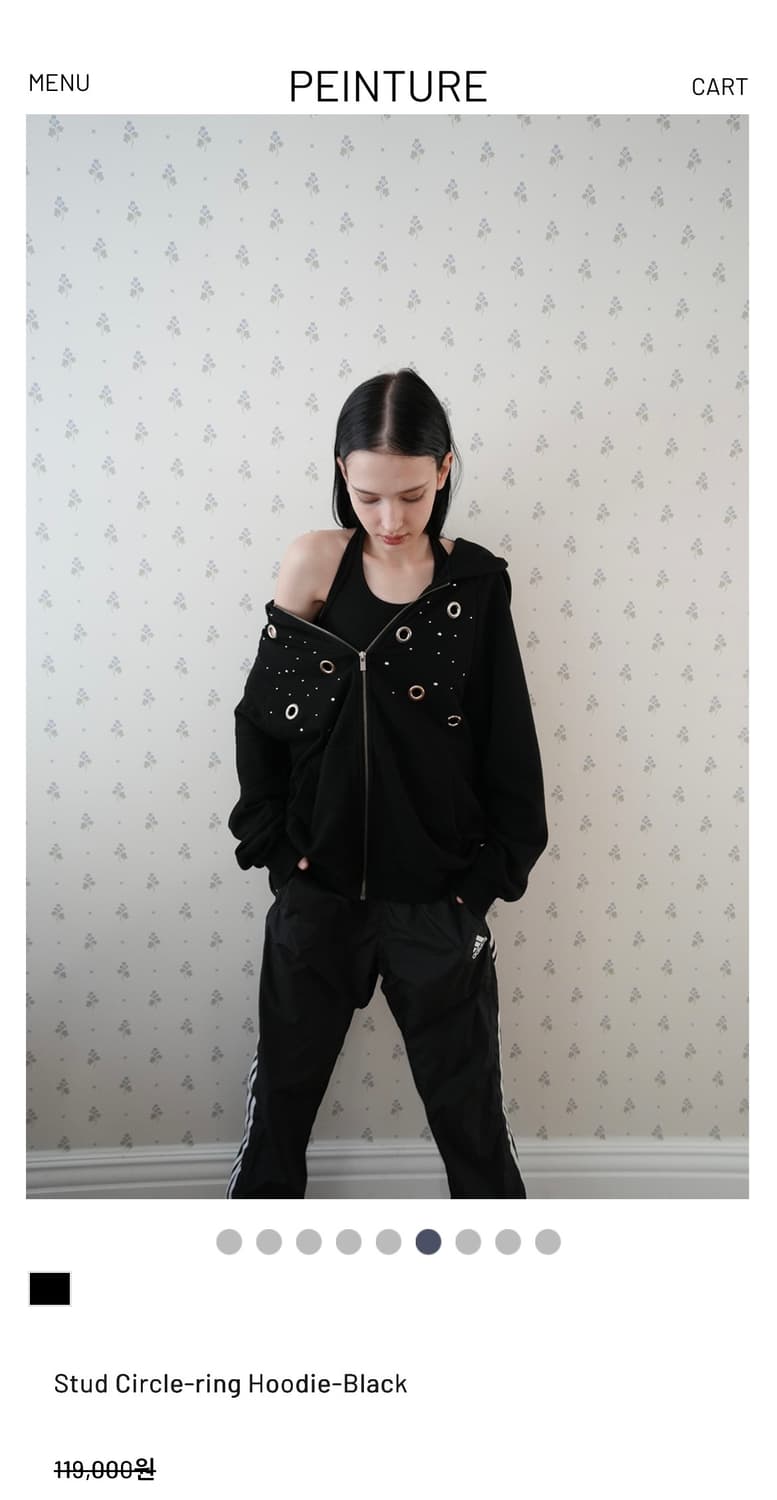 페인츄얼 스터드 링 후드집업 블랙 상품이미지4