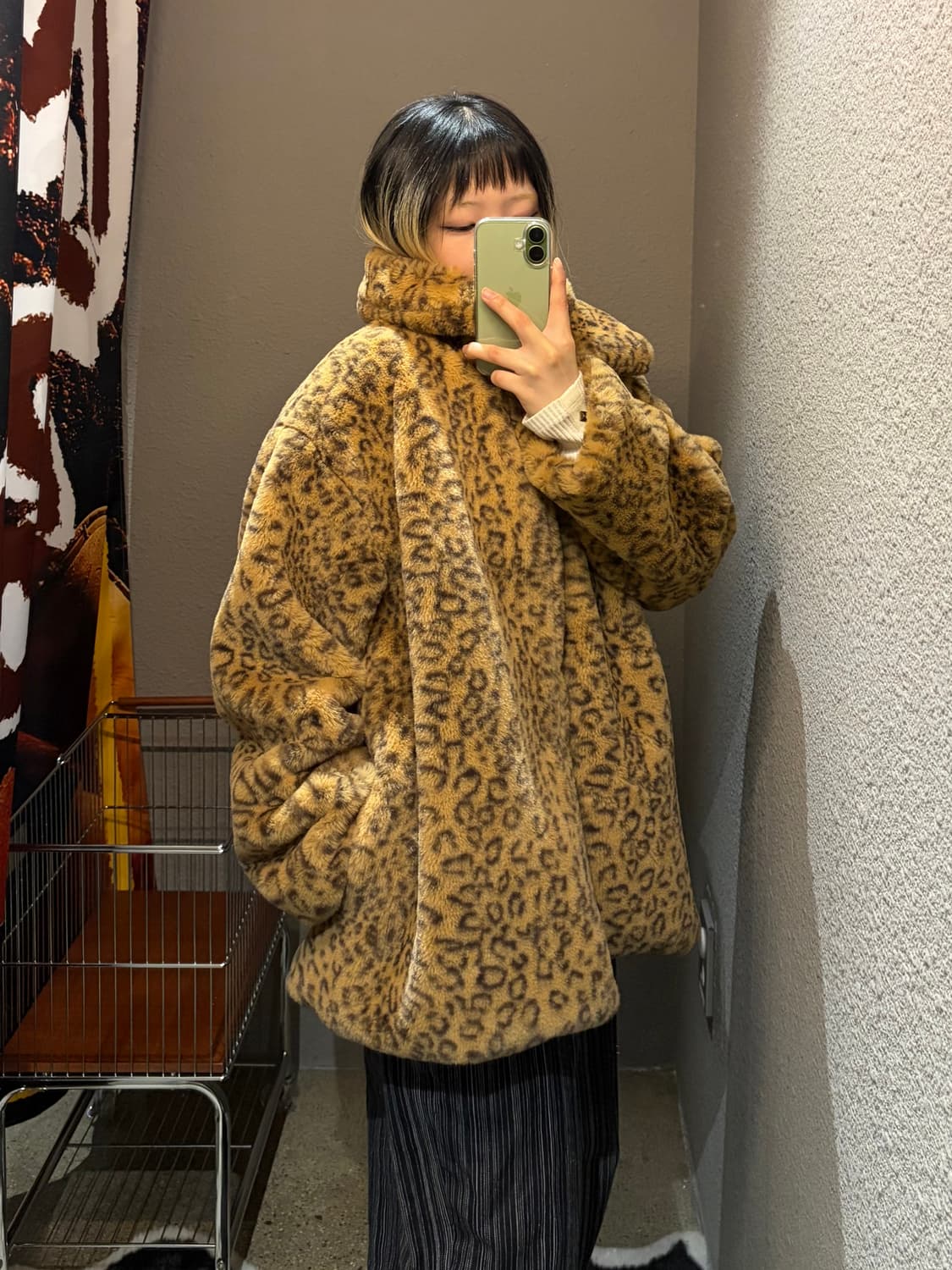 빈티지 빅카라 레오파드 퍼자켓 상품이미지1