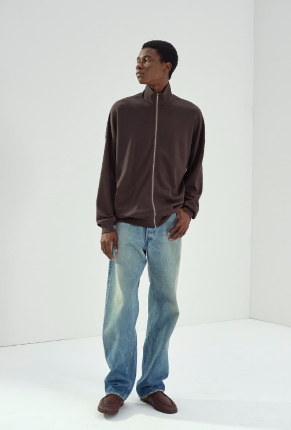 (3) 오라리 하이게이지 집업 다크브라운 상품이미지2