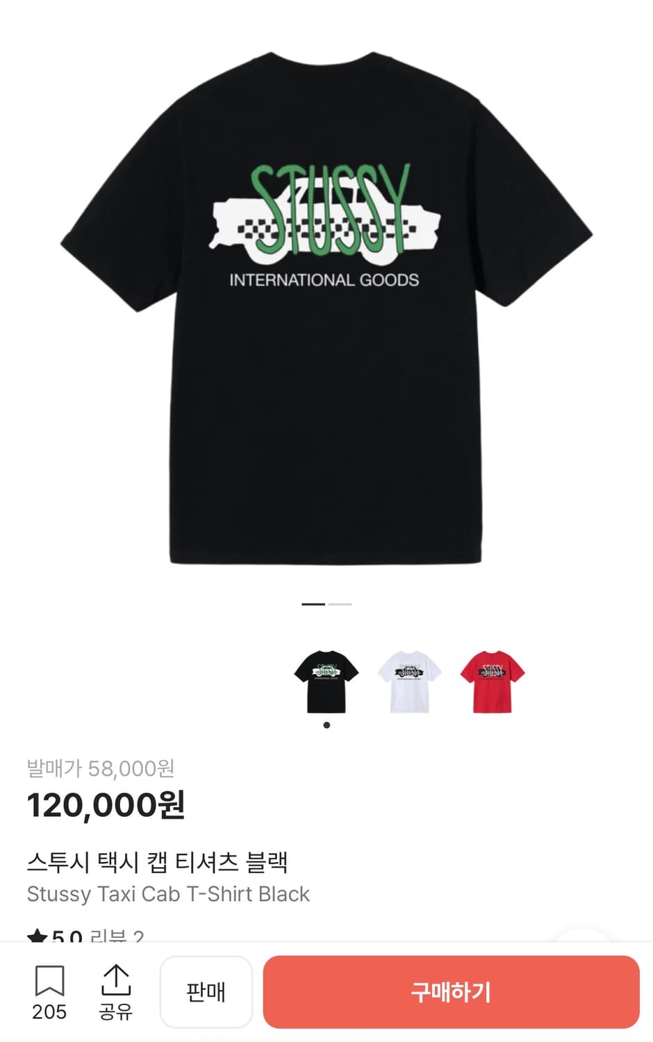 스투시 택시 캡 그래픽 티셔츠 블랙 상품이미지2