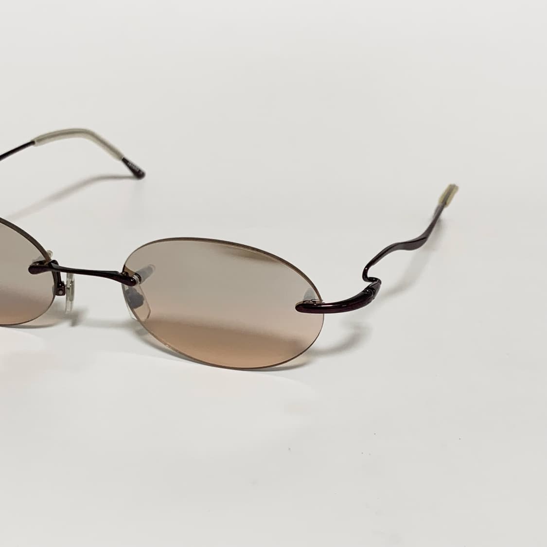 1145 데드스탁 빈티지 선글라스 무테 브라운 틴트 빈티지 슬림 오벌 상품이미지3
