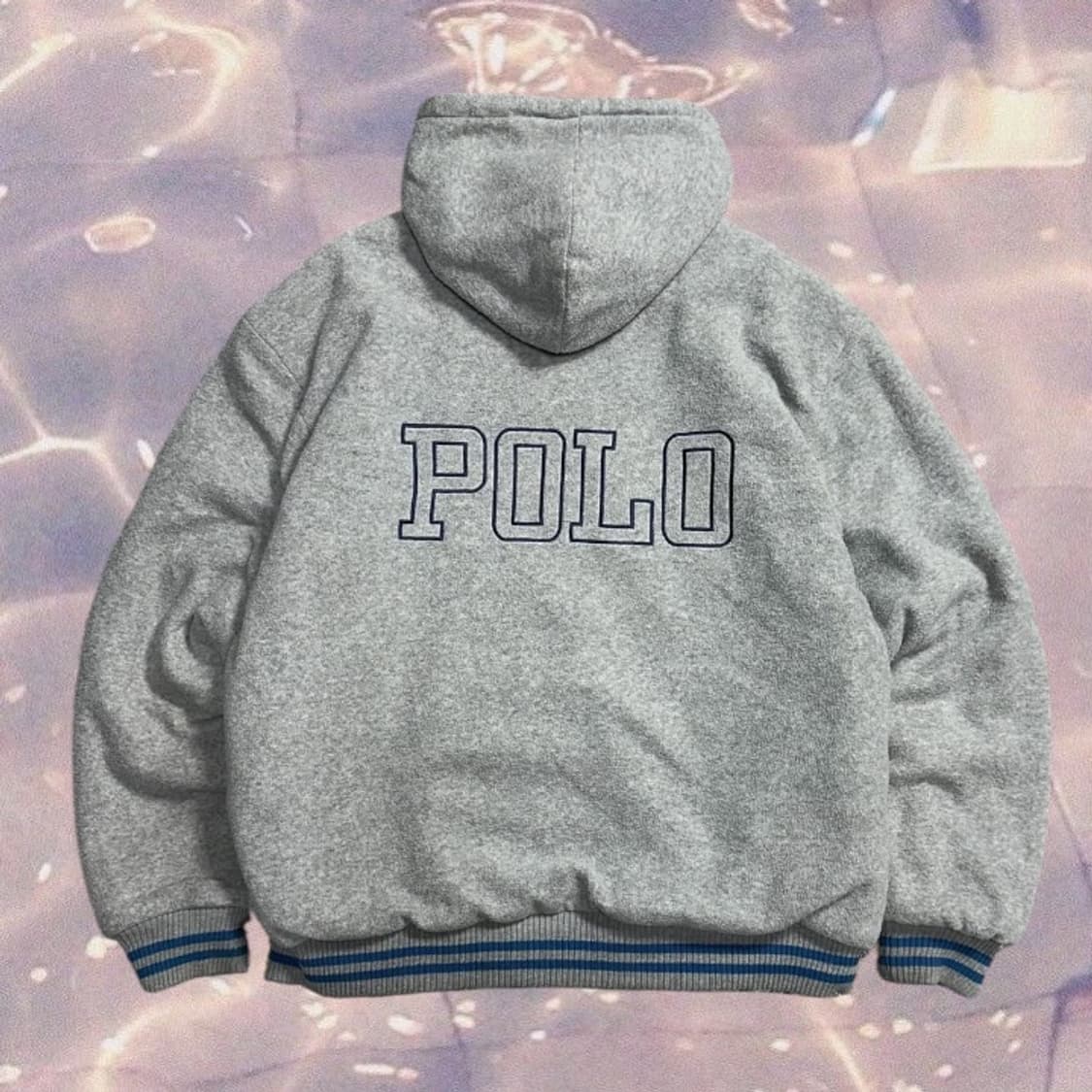 90s 폴로 스포츠 빅로고 리버시블 후리스 플리스 자켓 후드 그레이 10 상품이미지4
